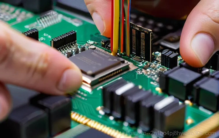 부암동 KERNEL_MODE_HEAP_CORRUPTION - A visually abstract and stylized representation of a corrupted digital system. Glowing, fragmented l...