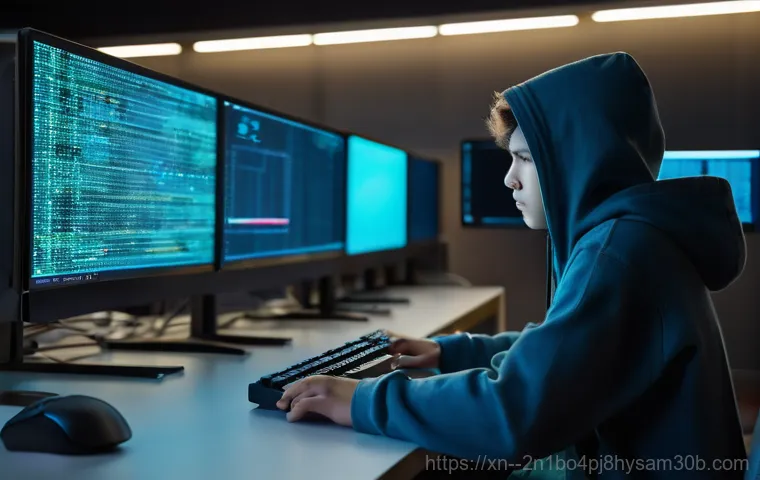 서교동 STATUS_KERNEL_MODULE_FAILURE - A stylized depiction of a complex, futuristic computer system in a state of digital malfunction. Abs...