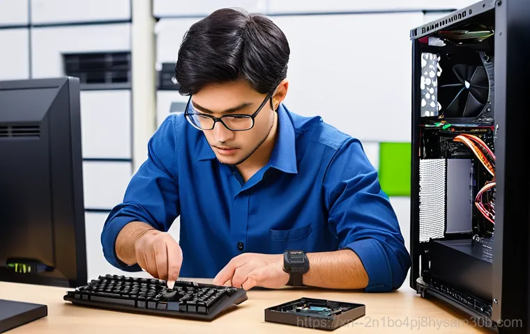 마포구 KERNEL_DATA_INPAGE_ERROR - **Prompt 1: The Sudden Blue Screen Encounter**
    A young adult, approximately 25-30 years old, wit...