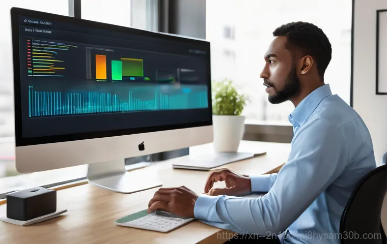 광명시 STATUS_KERNEL_MODULE_FAILURE - A close-up shot of a computer monitor displaying a stark blue screen with white error text, resembli...