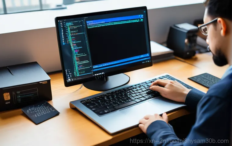 진관동 STATUS_SYSTEM_FILE_MISSING - A medium shot of a person, gender-neutral, in their late teens or early twenties, sitting at a desk ...