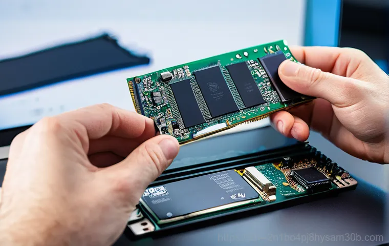 대치동 SSD조립 및 교체수리 - A young adult, wearing a comfortable, long-sleeved shirt, sitting at a desk with an older, slow-perf...