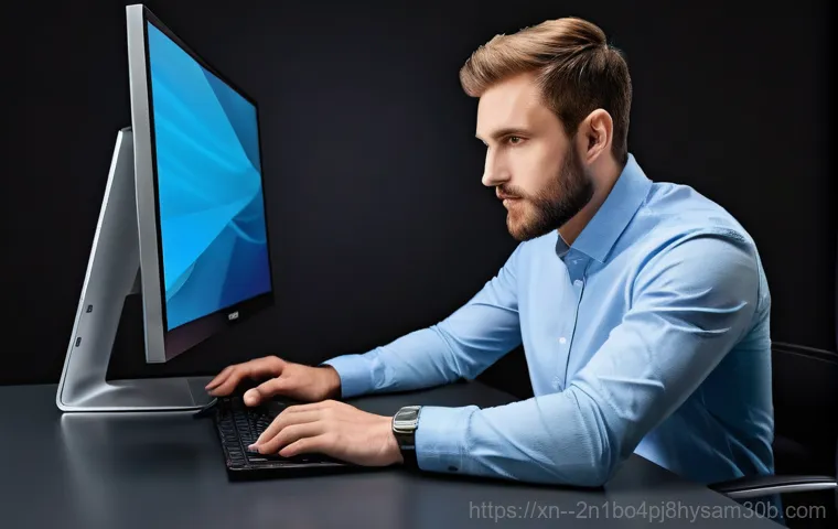 오쇠동 케이블연결확인 - **Prompt 1: Checking Monitor Cables**
A person, appearing to be in their late 20s or early 30s, ... 오쇠동 케이블연결확인 - **Prompt 1: Checking Monitor Cables**
A person, appearing to be in their late 20s or early 30s, ...