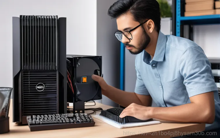 효창동 본체 꺼졌다 켜졌다 할때 - Prompt:** A young adult, looking visibly frustrated and stressed, sits at a modern desk in a home of...