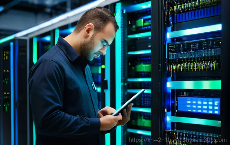 삼동 파일서버출장방문수리점 - A heartwarming scene in a clean, professional data recovery center. A man in his 40s, an IT professi...