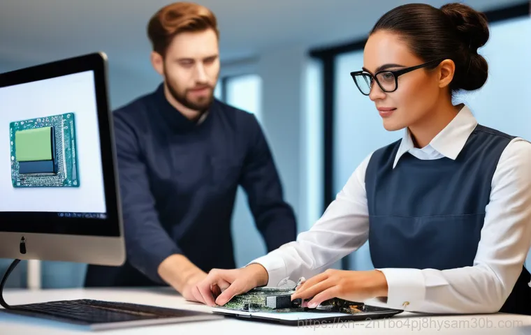 사근동 노트북 laptop 출장방문수리점 - A young professional, looking visibly stressed, sits at a desk in a cluttered home office, desperate... 사근동 노트북 laptop 출장방문수리점 - A young professional, looking visibly stressed, sits at a desk in a cluttered home office, desperate...