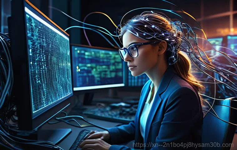 약수동 STATUS_KERNEL_HANDLE_INVALID - A professional-looking person, fully clothed in smart casual wear, stares in frustration at a comput...