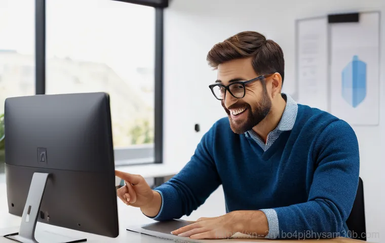 자양동 노트북 laptop 출장방문수리점 - A friendly and professional computer technician, wearing a clean, branded polo shirt and work pants,...