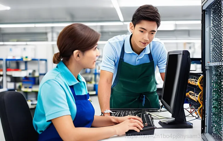 신월동 모니터화면 안나옴 - A detailed shot of a person's hands, wearing light, fingerless gloves, carefully re-seating a RAM st...