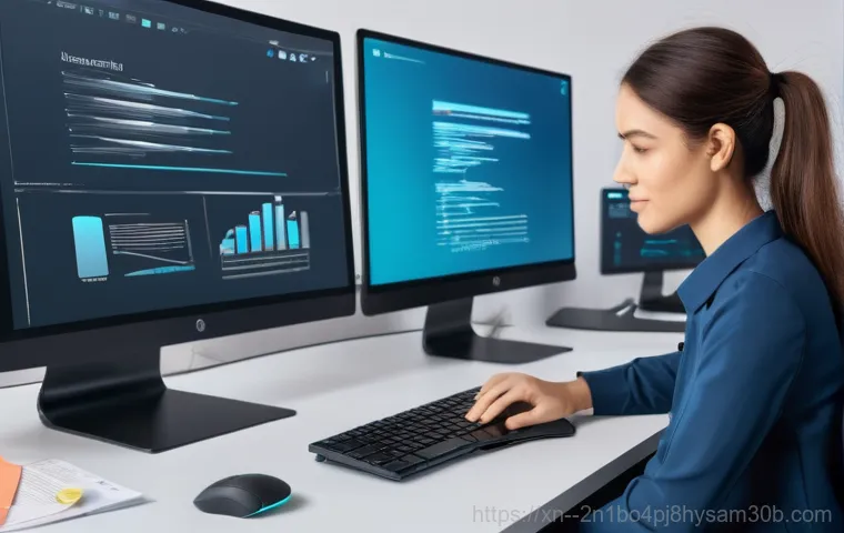산림동 STATUS_DISK_FULL - **Prompt:** A young adult, looking visibly frustrated and stressed, sits in front of a computer scre...