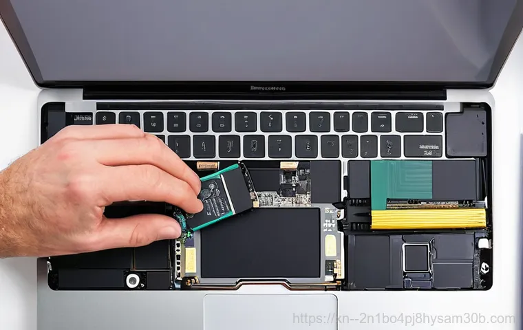 와룡동 맥북에어 판매 및 수리 - **Prompt 1: MacBook Air Screen Repair**
    "A close-up, high-angle shot of a professional technicia...