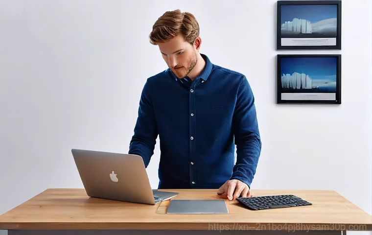 와룡동 맥북에어 판매 및 수리 - **Prompt 2: Older MacBook Air Battery Replacement**
    "A vibrant, eye-level shot capturing a profe...