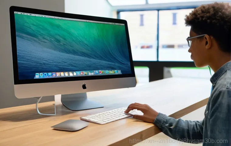 창신동 맥북에어 판매 및 수리 - A focused, medium shot of a young professional woman (20s-30s) with a concerned expression, sitting ...