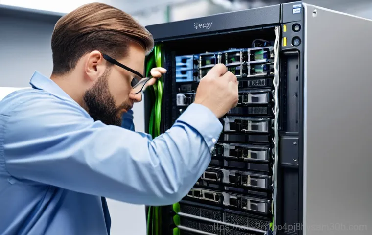 청운효자동 나스 nas 설정및수리 - A person (wearing a business-casual top) with a focused and serious expression is looking at a compu... 청운효자동 나스 nas 설정및수리 - A person (wearing a business-casual top) with a focused and serious expression is looking at a compu...