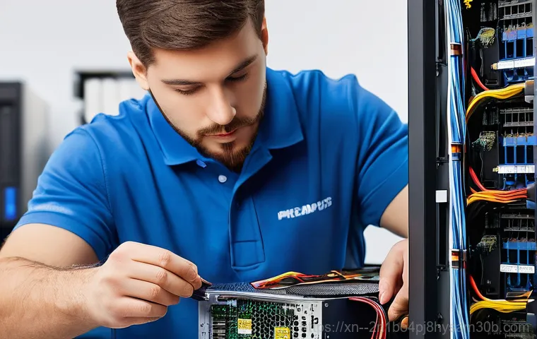 응봉동 파워조립 및 교체수리 - A person in their late 20s or early 30s, looking frustrated and stressed, standing in front of a com... 응봉동 파워조립 및 교체수리 - A person in their late 20s or early 30s, looking frustrated and stressed, standing in front of a com...