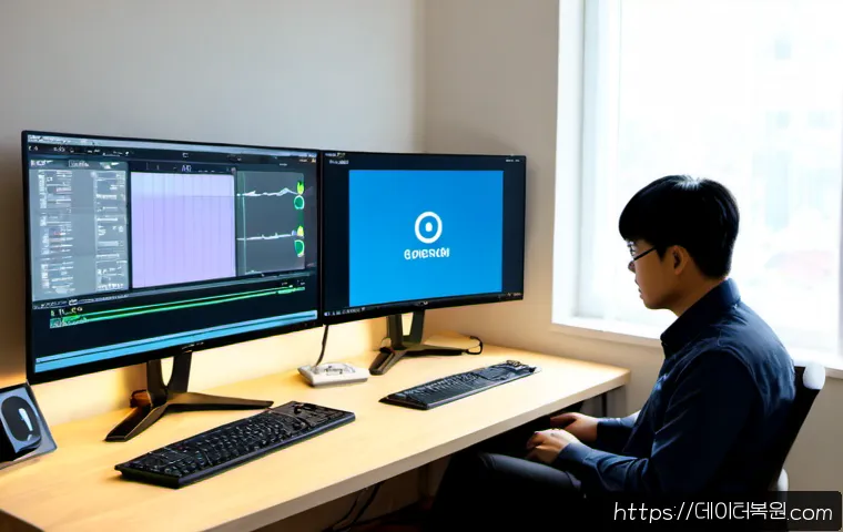 향동동 입력신호가 없습니다 - Photorealistic remote-support workstation in a modern apartment office near a quiet suburban greenbe...