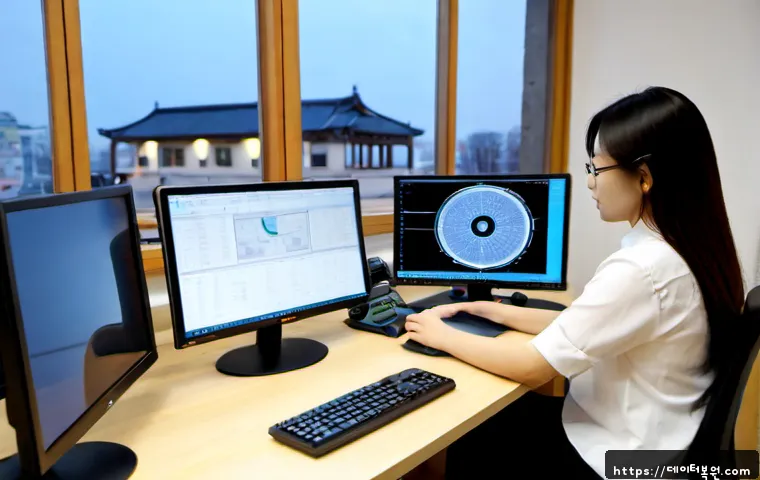 중학동 STATUS_EXECUTION_TIMEOUT - Photorealistic remote-support workstation in a modern office near a quiet historic civic district, I...