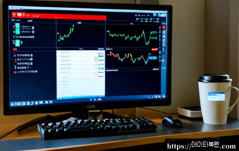 서린동 STATUS_KERNEL_CONNECTION_TIMEOUT - Photorealistic IT support workstation in a compact modern office, desktop monitor showing a non-bran...