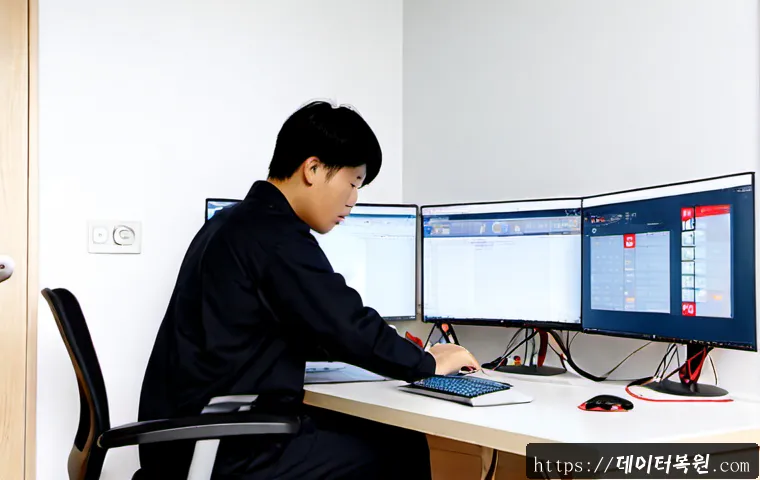 보문동 STATUS_SYSTEM_LICENSE_INVALID - Photorealistic software support workstation in a compact Seoul apartment office near Bomun-dong, dua...