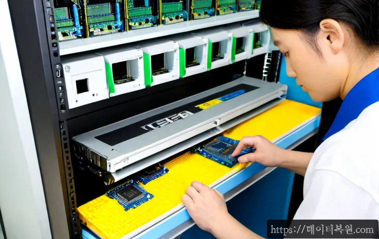 용강동 메모리조립 및 교체수리 - Photorealistic computer repair workstation in Yonggang-dong, Seoul, technician carefully installing ...