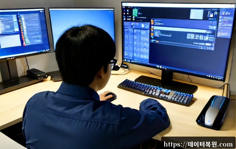 갈현동 STATUS_KERNEL_DEVICE_ERROR - Photorealistic IT support workstation in a compact Galyheon-dong apartment office, desktop monitor s...
