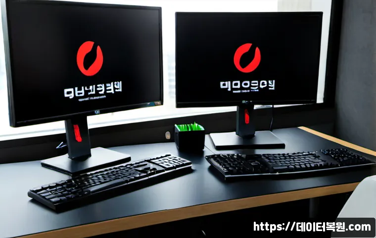천왕동 SESSION5_INITIALIZATION_FAILED - Photorealistic IT support workstation in a modern apartment near Cheonwang-dong, dual monitors showi...