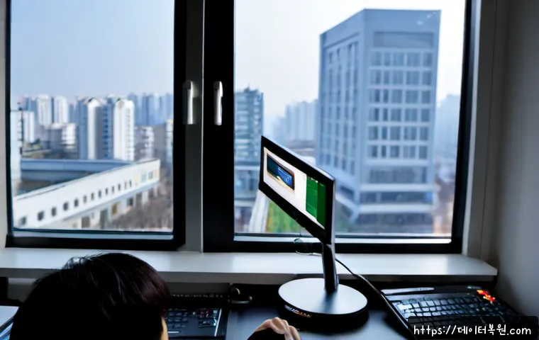 월계동 CRITICAL_PROCESS_DIED - Photorealistic compact home office in Wolgye-dong, a frustrated technician examining a desktop works...
