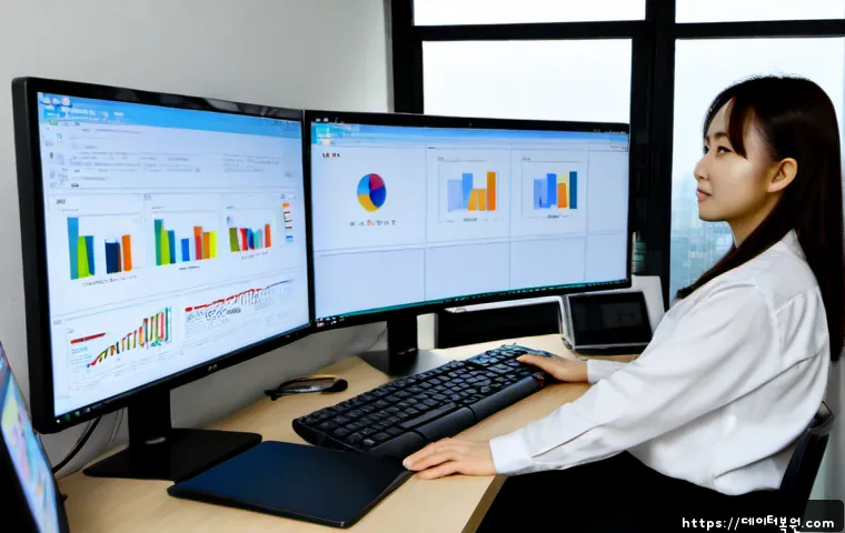 자양동 STATUS_KERNEL_DISK_ERROR - Photorealistic IT support workstation in a compact Jayang-dong apartment office, dual monitors showi...