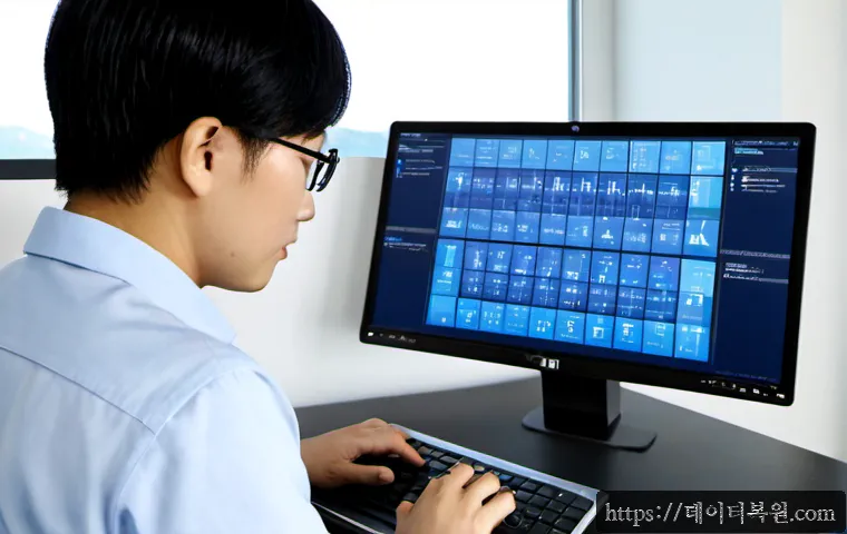 신공덕동 STATUS_INVALID_OBJECT - Photorealistic IT support workstation in a compact modern office near a hillside residential distric...