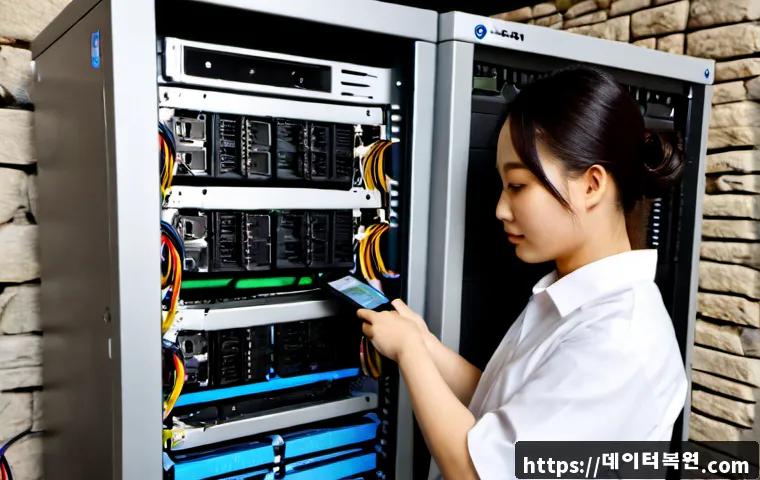 신문로 server출장방문수리점 - Photorealistic onsite server repair inside a compact Seomun-ro office suite, technician replacing a ...