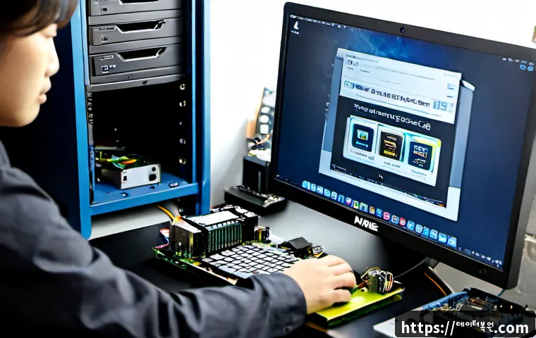 동숭동 SSD조립 및 교체수리 - Photorealistic desktop PC repair bench in a compact Dongsoong-dong computer workshop, technician ins...