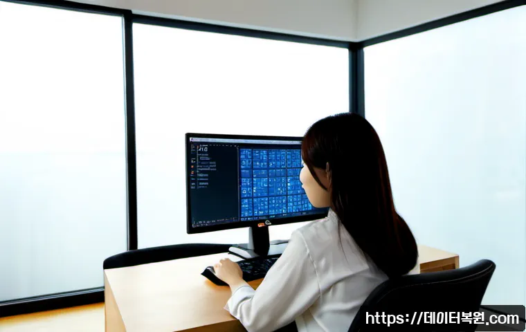 서초구 HARDWARE_MEMORY_FAILURE - Photorealistic IT technician in a sleek Seocho-gu office workstation, carefully reseating RAM module...