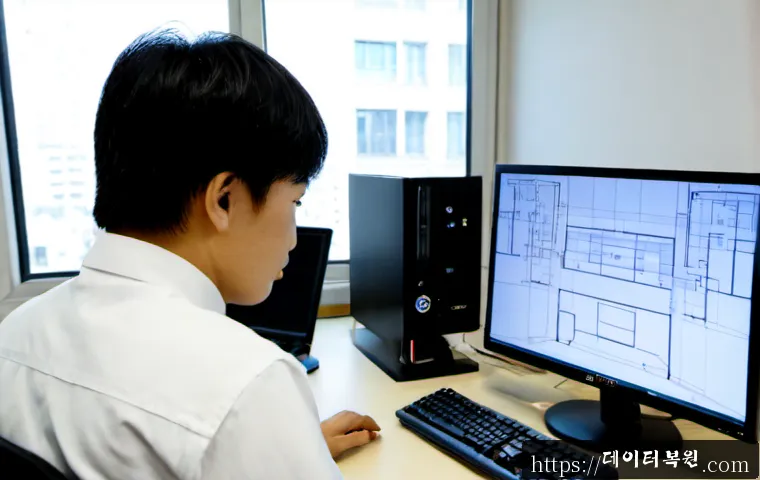 영등포동 신호없음 - Photorealistic remote-support workstation in a compact Yeongdeungpo-dong office, frustrated technici...