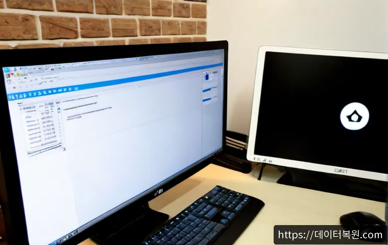 숭인동 STATUS_INVALID_IMAGE_FORMAT - Photorealistic desktop support workstation in a compact Sungin-dong apartment office, dual monitors ...