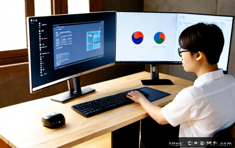 소격동 SESSION_HAS_VALID_VIEWS_ON_EXIT - Photorealistic remote-support workstation in a quiet Sogyeok-dong inspired design studio, dual monit...