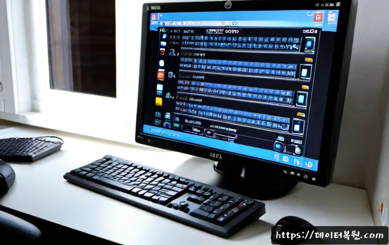 직동 STATUS_ILLEGAL_INSTRUCTION - Photorealistic remote-support workstation in a compact Korean home office, desktop monitor showing a...