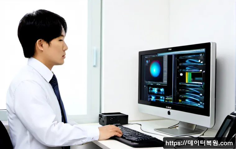 중대동 UNEXPECTED_KERNEL_MODE_TRAP - Photorealistic IT support workstation in Jungdaedong, Seoul, a desktop PC tower opened beside dual m...