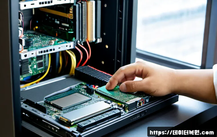 다산동 SSD조립 및 교체수리 - Photorealistic desktop PC repair workstation in a compact Dasan-dong apartment office, technician ca...