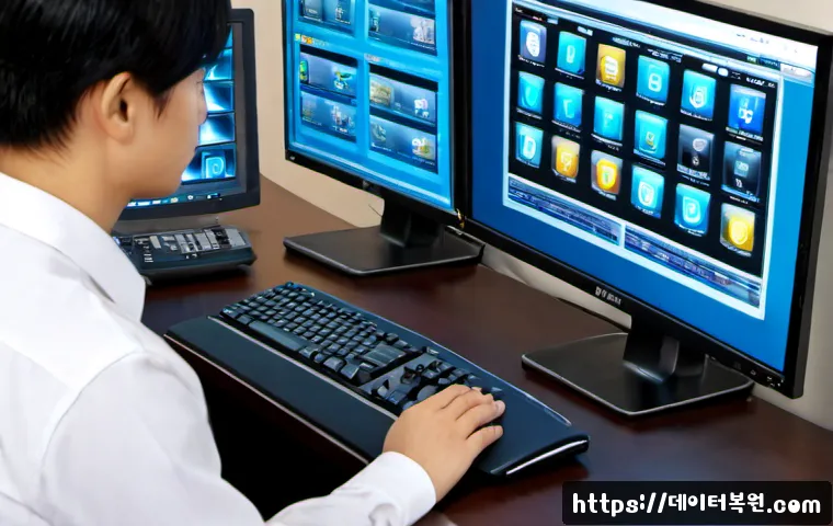 재동 STATUS_PRIVILEGED_INSTRUCTION - Photorealistic IT support workstation, technician reviewing a secure desktop recovery screen on a wi...