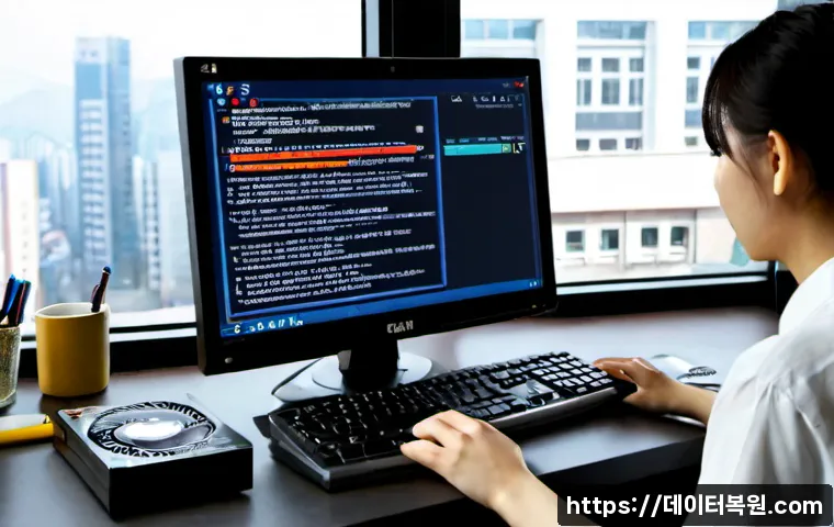 번동 a disk read error occurred - Photorealistic remote-support workstation in a compact Beon-dong apartment office, desktop computer ...