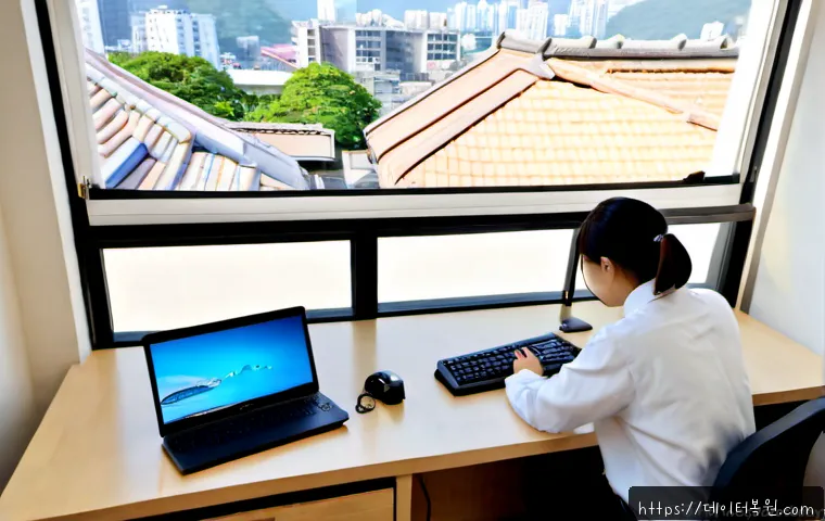 원서동 출장방문윈도우 windows 설치 - Photorealistic on-site Windows installation in a quiet Seoul residential apartment, remote-support t...