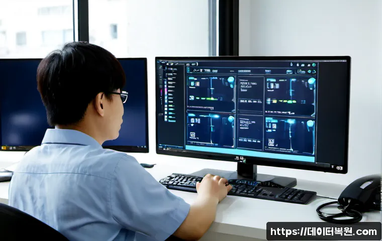 면목동 STATUS_CONNECTION_REFUSED - Photorealistic IT support workstation in a compact apartment office, dual monitors displaying a clea...