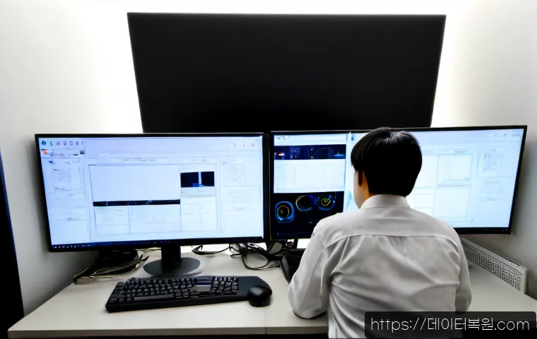 고척동 부팅안됨 - Photorealistic IT support workstation in a compact Gocheok-dong office, desktop tower opened beside ...