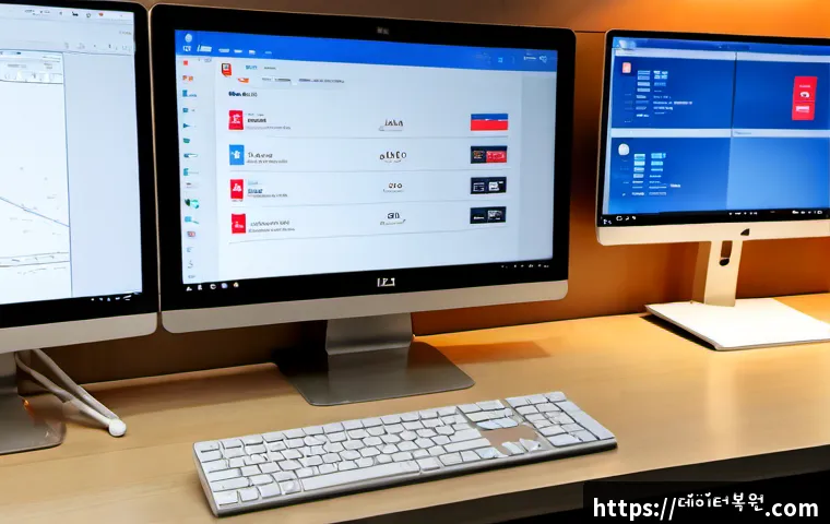 논현동 STATUS_DEVICE_OFFLINE - Photorealistic premium IT support workstation in a sleek Nonhyeon-dong design office, dual monitors ...