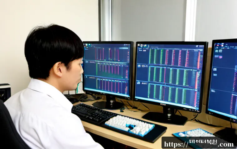신천동 HARDWARE_INTERRUPT_STORM - Photorealistic IT support workstation in Sincheon-dong, Seoul, a desktop computer surrounded by diag...