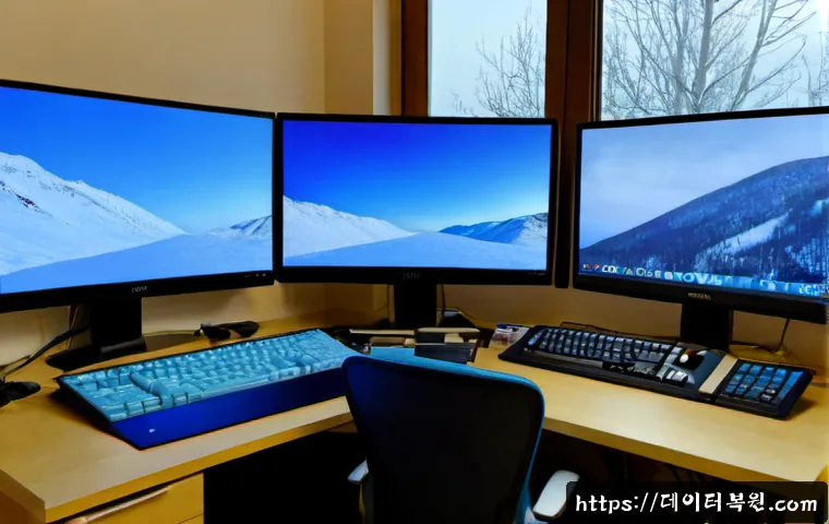 오포읍 HAL_INITIALIZATION_FAILED - Photorealistic remote-support workstation in a compact Opo-eup home office, dual monitors showing a ...