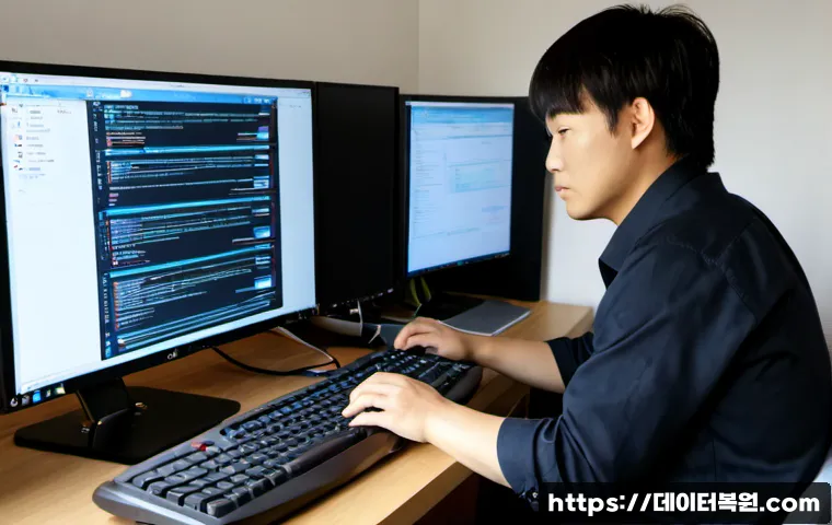 흑석동 POOL_CORRUPTION_IN_FILE_AREA - Photorealistic IT support workstation in a compact apartment office near a riverside hillside distri...
