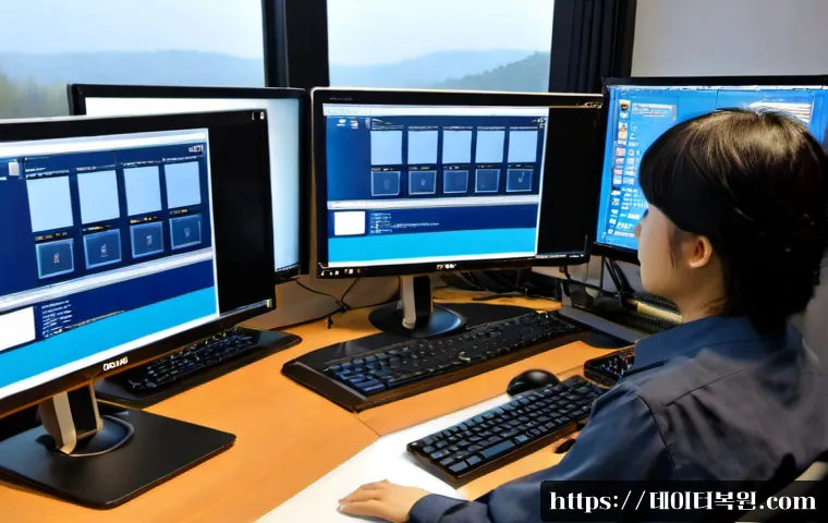 갈월동 윈도우7 windows7 재설치 포맷  초기화 - Photorealistic desktop support workstation in a compact Galwol-dong office, technician reinstalling ...