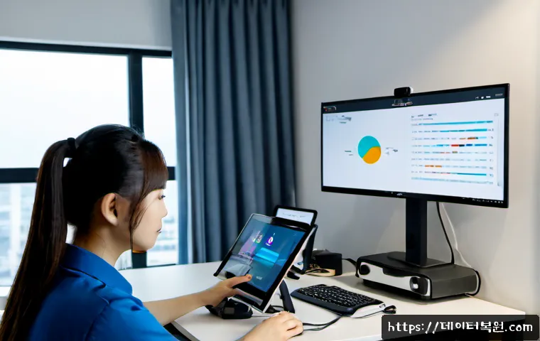 행촌동 SESSION_HAS_VALID_VIEWS_ON_EXIT - Photorealistic remote-support workstation in a compact Hangchon-dong apartment office, dual monitors...