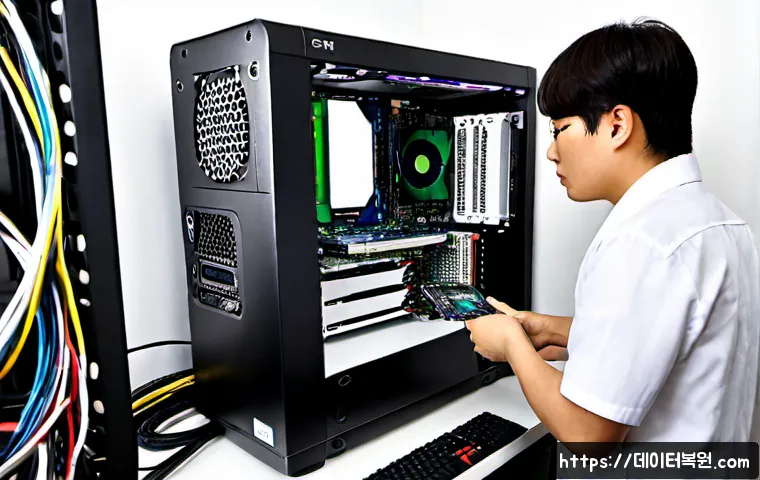 영천동 컴퓨터업그레이드 - Photorealistic computer upgrade service at a clean workstation in a modern Yeongcheon-dong apartment...
